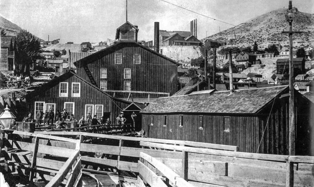 Surface buildings and works of a Comstock mine near Virginia City, Nevada