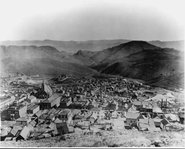 Bird's-eye view of Virginia City, Nevada