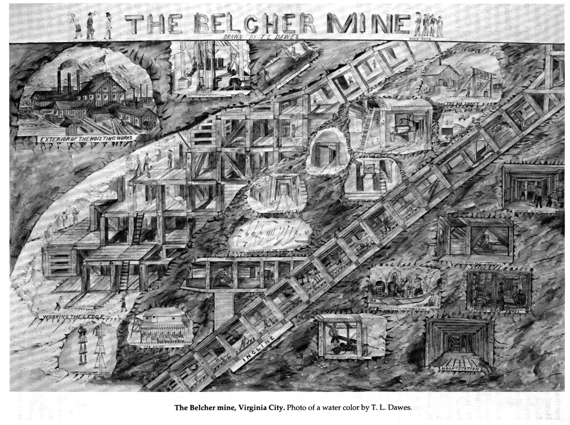 The Belcher Mine on Gold Hill's mining ground, site of the 1871 Crown Point-Belcher Bonanza